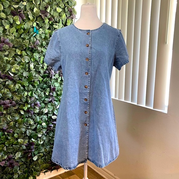Noracora Dresses & Skirts - Noracora NWT Denim Jean mini Dress Button up front| Split Sleeves Size XL